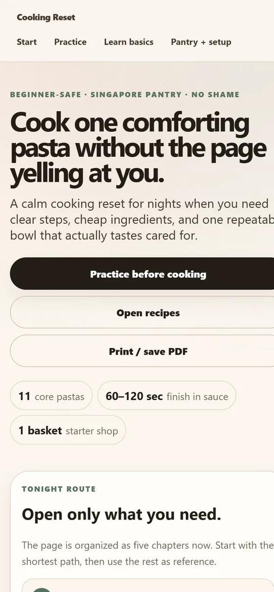 Cooking Reset — a calm step-by-step cooking guide